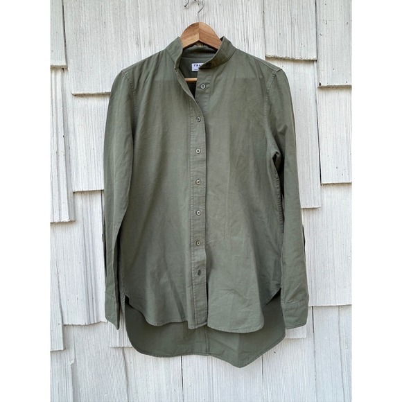 Frame Denim Le Tunic Mandarin Collar Button Up in Military Green‎ M - Picture 2 of 7